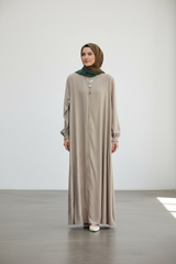 Sarah Zipped Abaya dress Beige