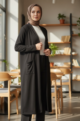 essential black cotton cardigan