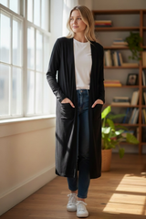 essential black cotton cardigan