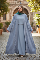 Denim abaya cape with hijab