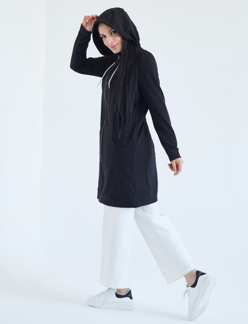 Long sleeved Modest Top With Zip