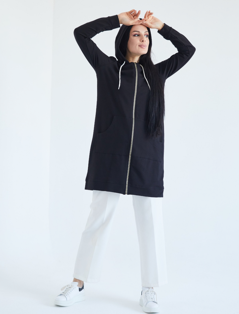 Long sleeved Modest Top With Zip