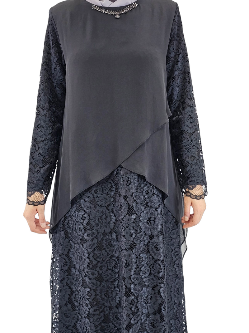 Nuray Lace & Chiffon Dress