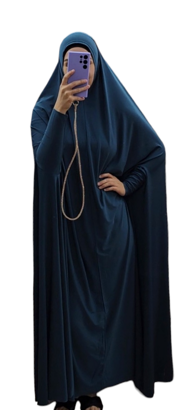 Floor length Premium Jersey Jilbab With Sleeves Teal