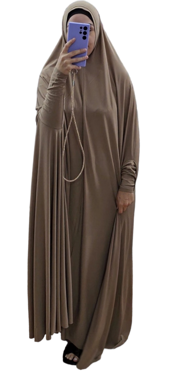 Floor length Premium Jersey Jilbab With Sleeves Mocha