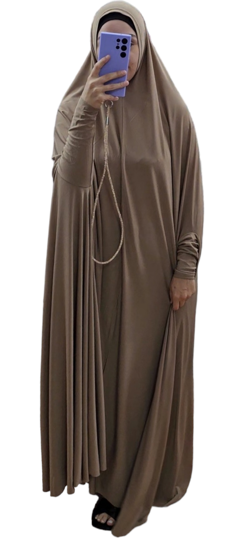 Floor length Premium Jersey Jilbab With Sleeves Mocha