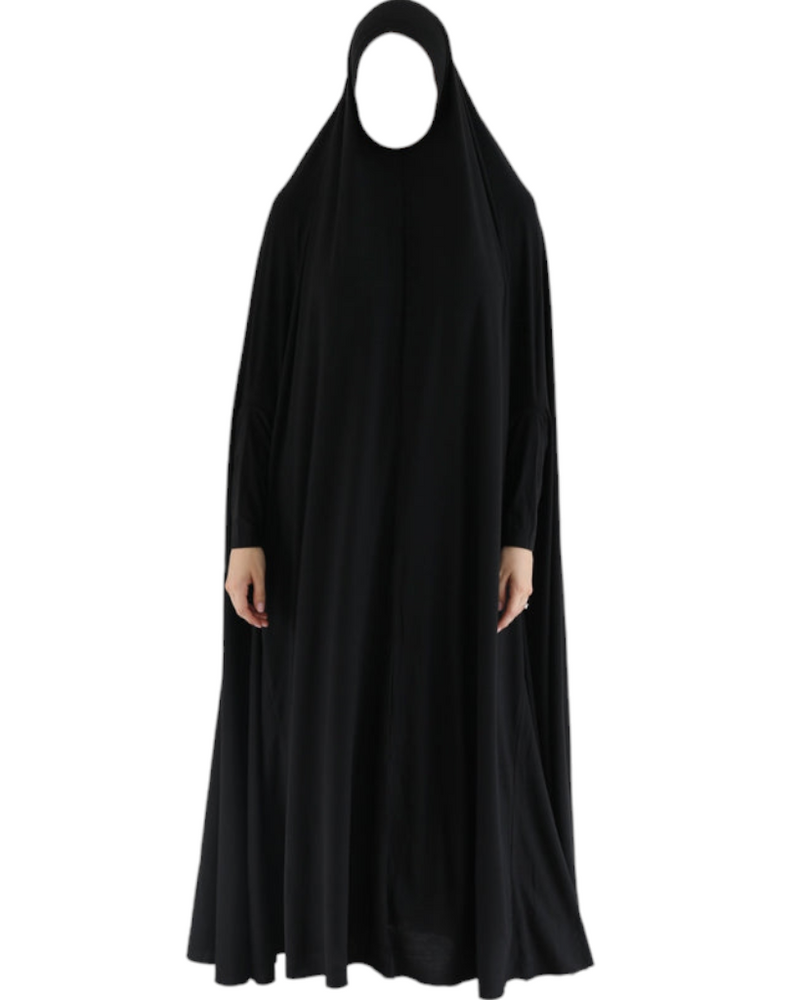 Floor length Premium Jersey Jilbab With Sleeves Black