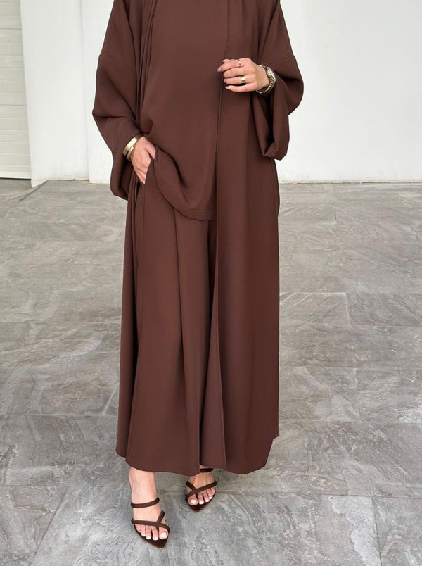 Lara 4 Piece Abaya Set- Dark Brown