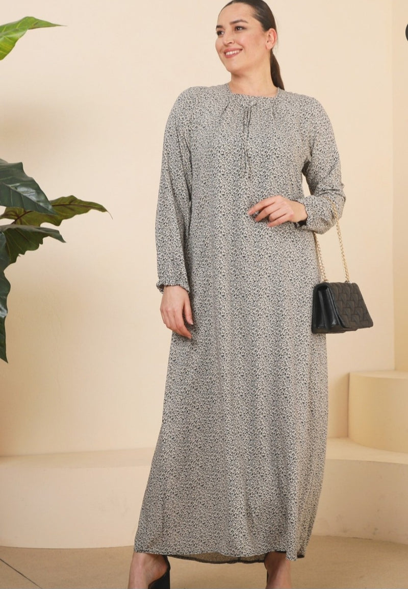 Ferace Patterned Viscose Dress Beige