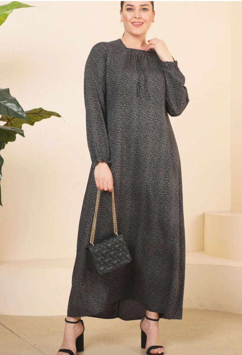 FERACE Viscose Patterned Dress Grey