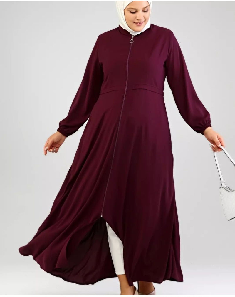 Ferace Abaya With Zip Plum