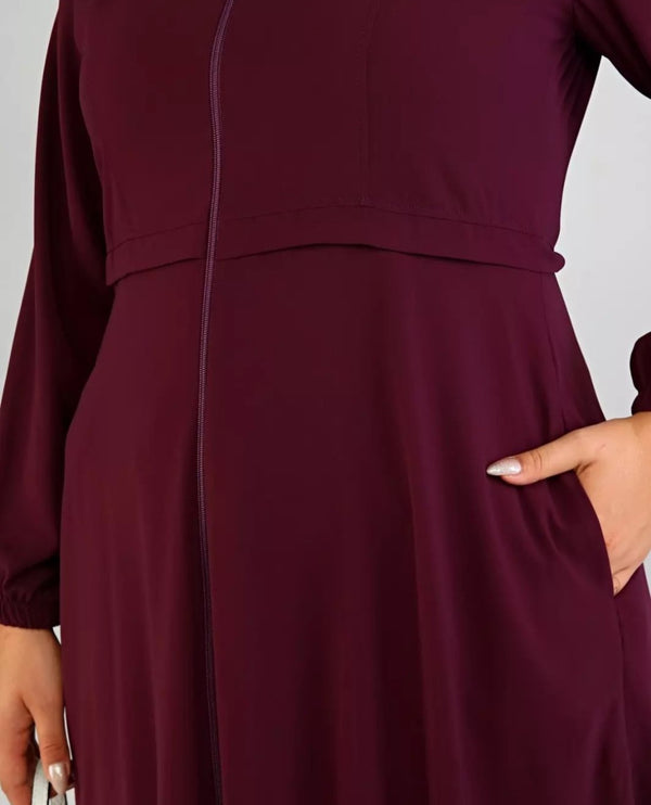 Ferace Abaya With Zip Plum