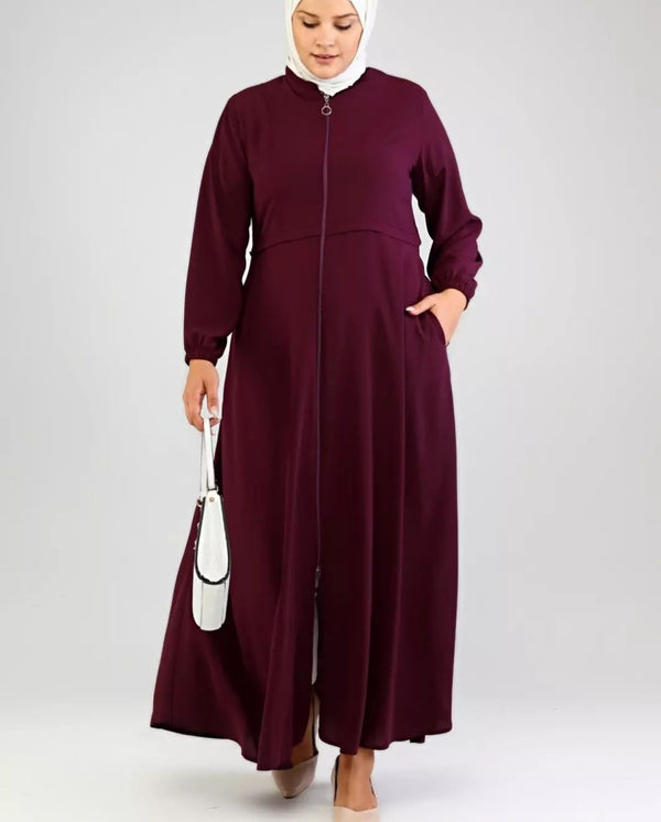 Ferace Abaya With Zip Plum