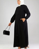 Ferace Abaya With Zip Black