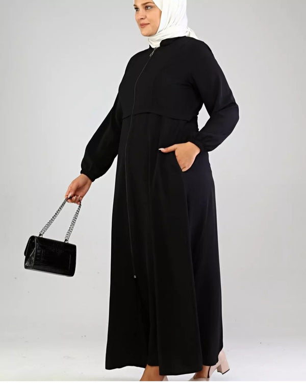 Ferace Abaya With Zip Black