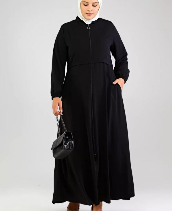 Ferace Abaya With Zip Black