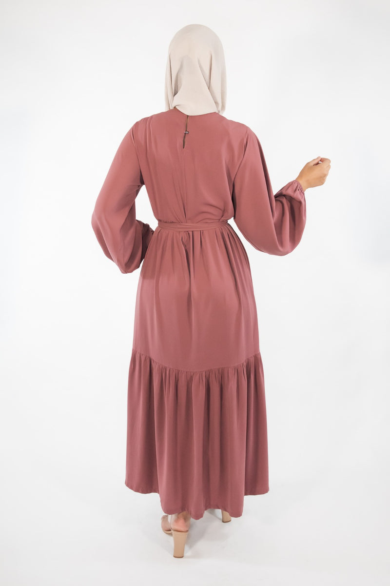 Sayyida tiered Abaya Rose