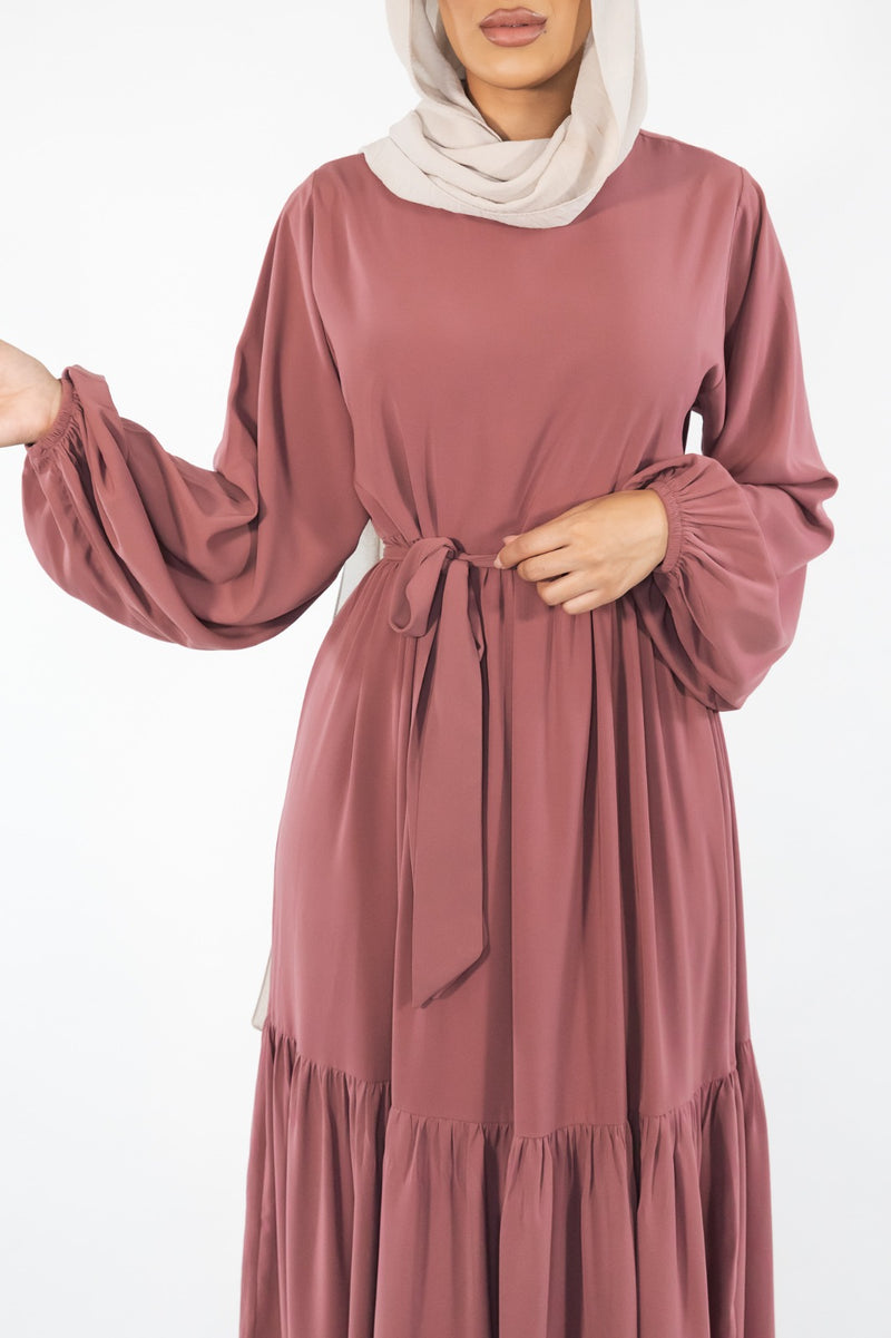 Sayyida tiered Abaya Rose