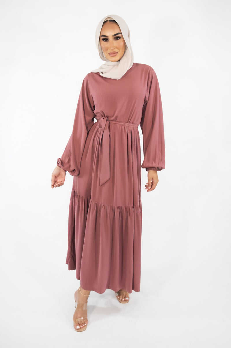 Sayyida tiered Abaya Rose