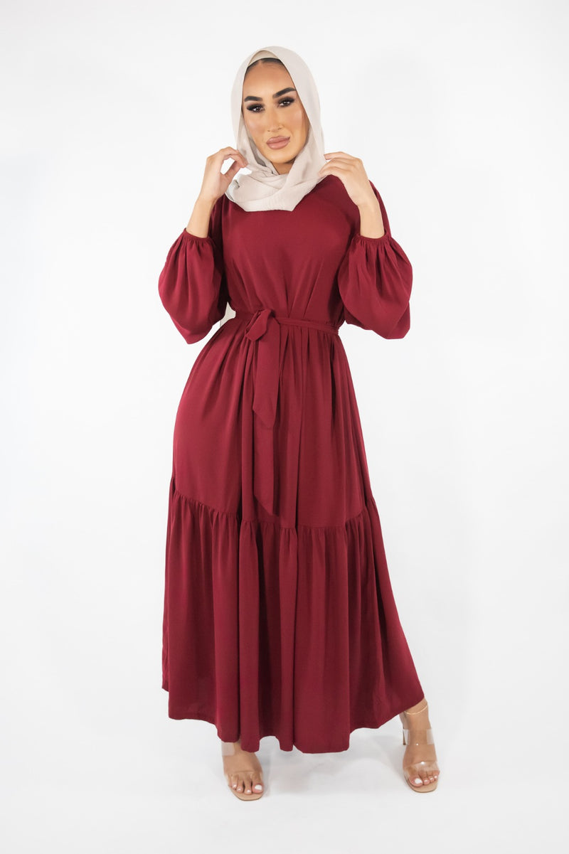 Sayyida tiered Abaya Maroon