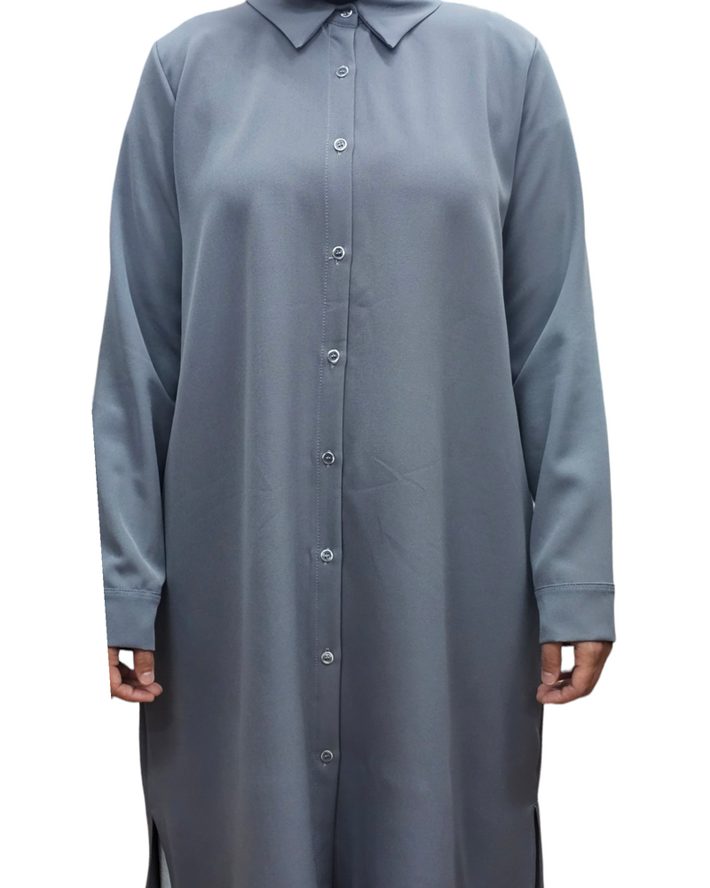 Button down long Tunic Grey