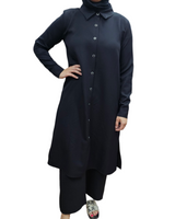 Button down long Tunic black