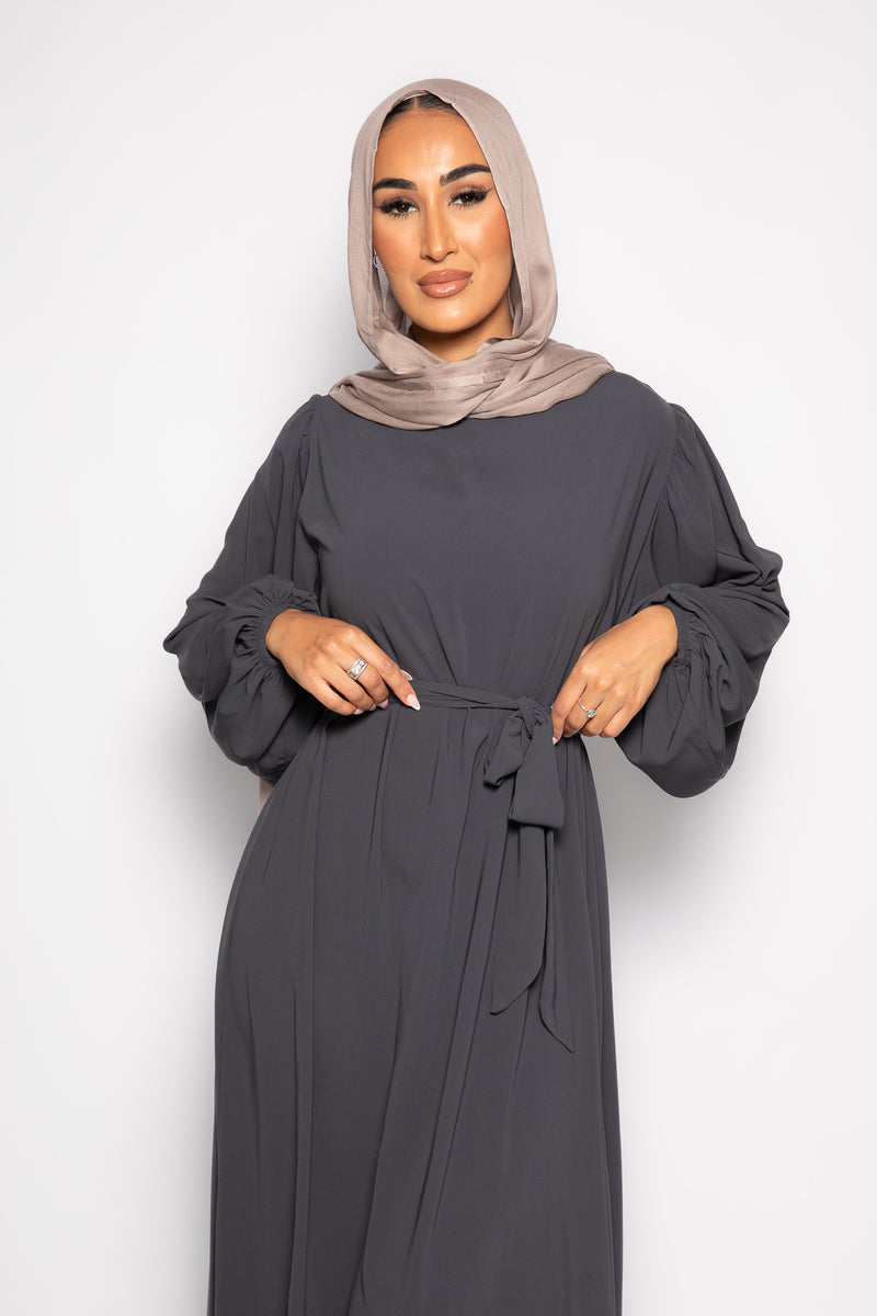 Sayyida tiered Abaya Dark grey
