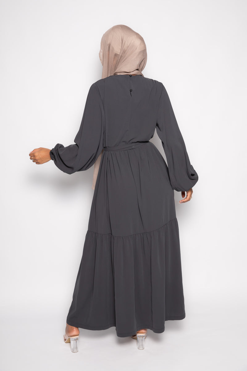 Sayyida tiered Abaya Dark grey