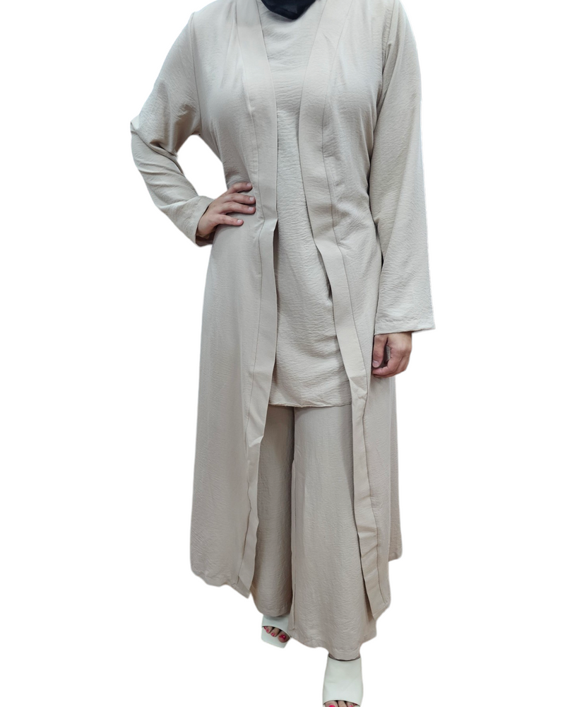 Fay Top, Pants and Cape Set Beige