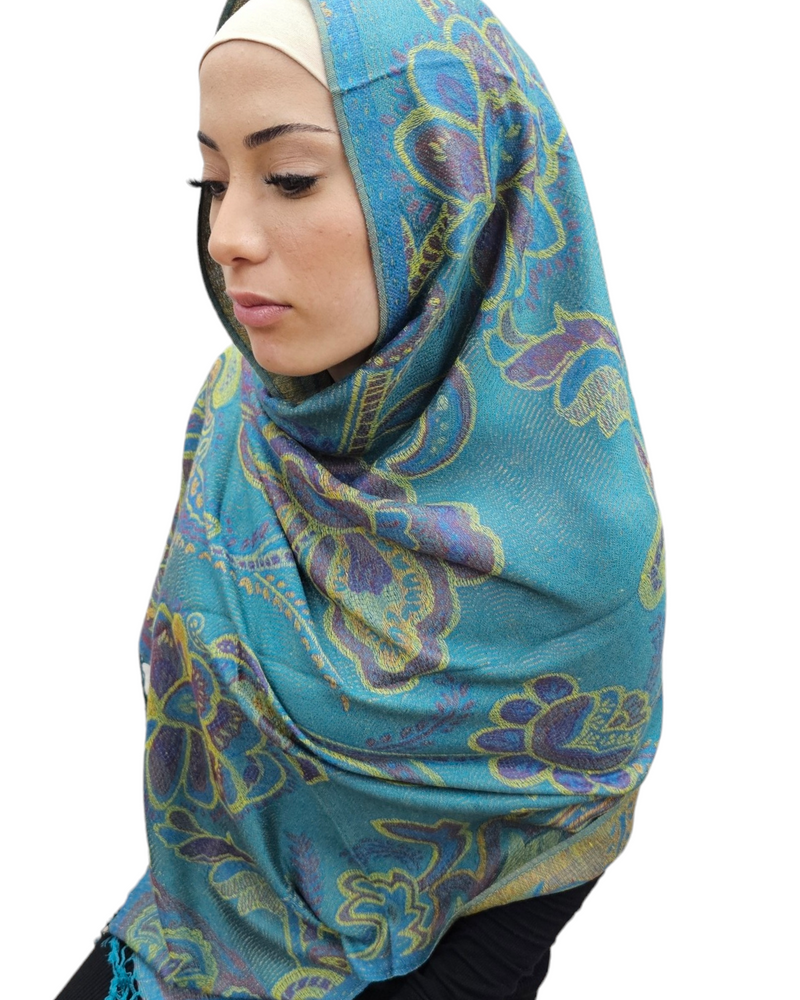 Blue topaz pashmina shawl hijab
