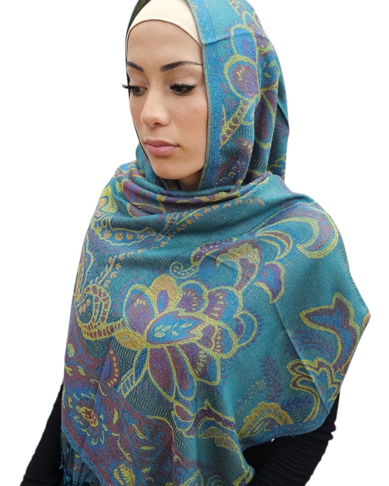 Blue topaz pashmina shawl hijab