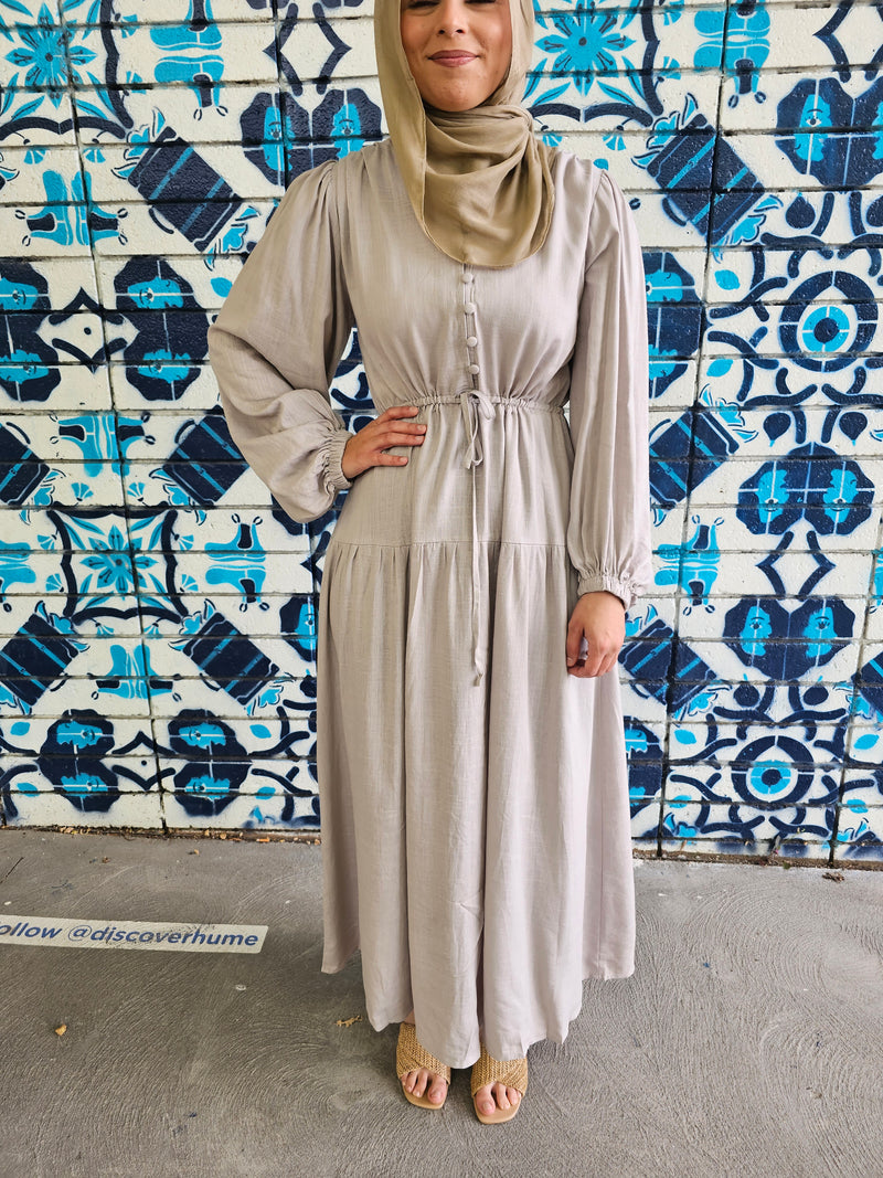 Linen bell sleeve dress