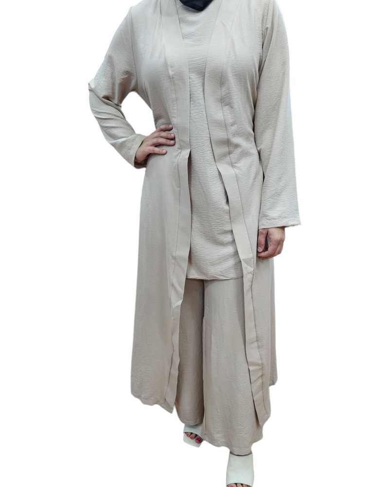 Fay Top, Pants and Cape Set Beige
