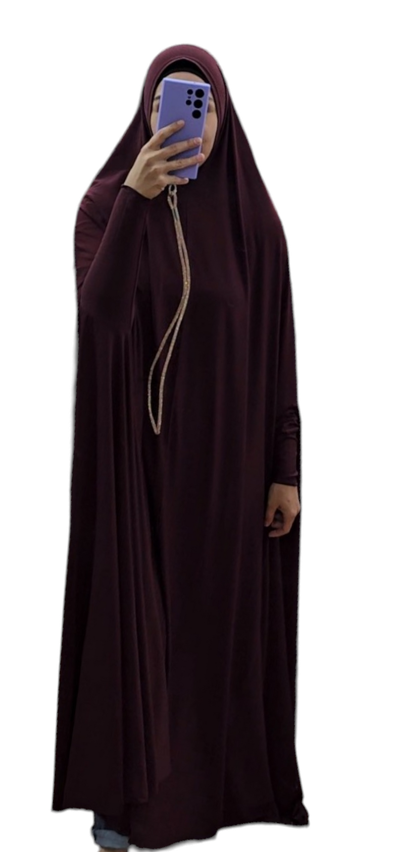 Floor length Premium Jersey Jilbab With Sleeves Dark plum