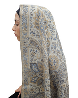 Ankara cream pashmina look shawl
