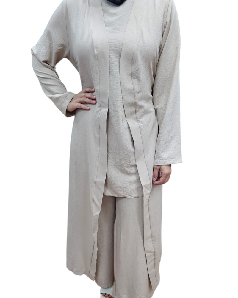 Fay Top, Pants and Cape Set Beige