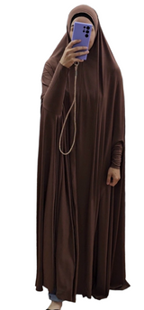 Floor length Premium Jersey Jilbab With Sleeves Coffee