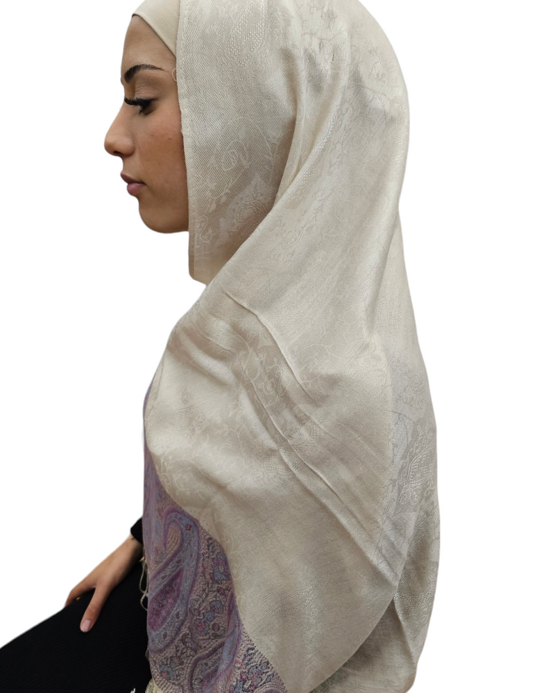 Soft cream pashmina shawl hijab