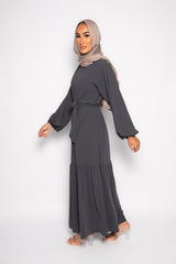 Sayyida tiered Abaya Dark grey