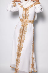 Nora white and gold detailed Dress