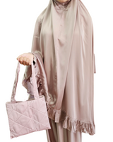 Girls silk prayer set with matching bag dusty rose