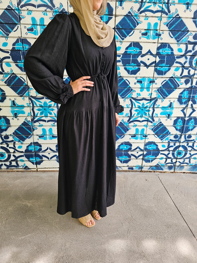 Linen bell sleeve dress