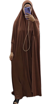 Floor length Premium Jersey Jilbab With Sleeves Coffee