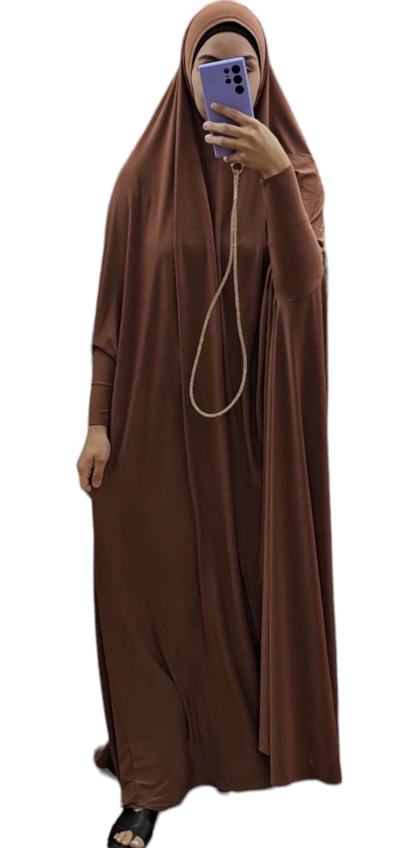 Floor length Premium Jersey Jilbab With Sleeves Coffee