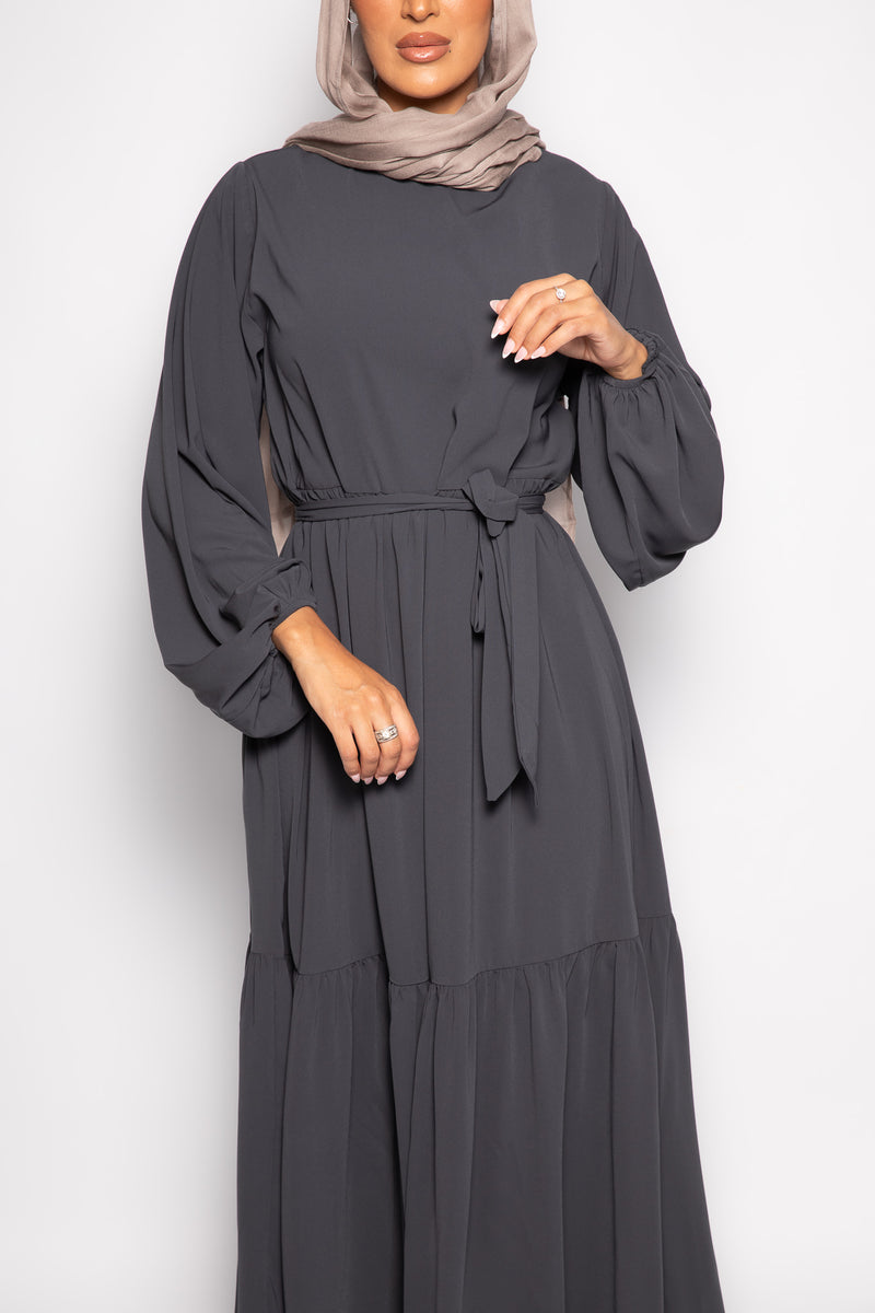Sayyida tiered Abaya Dark grey