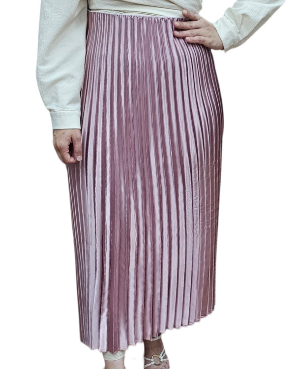 Pleat Satin Skirt Mermaid Pink