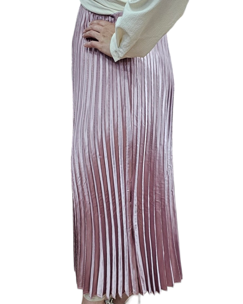 Pleat Satin Skirt Mermaid Pink