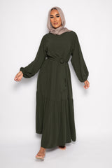 Sayyida tiered Abaya khaki green