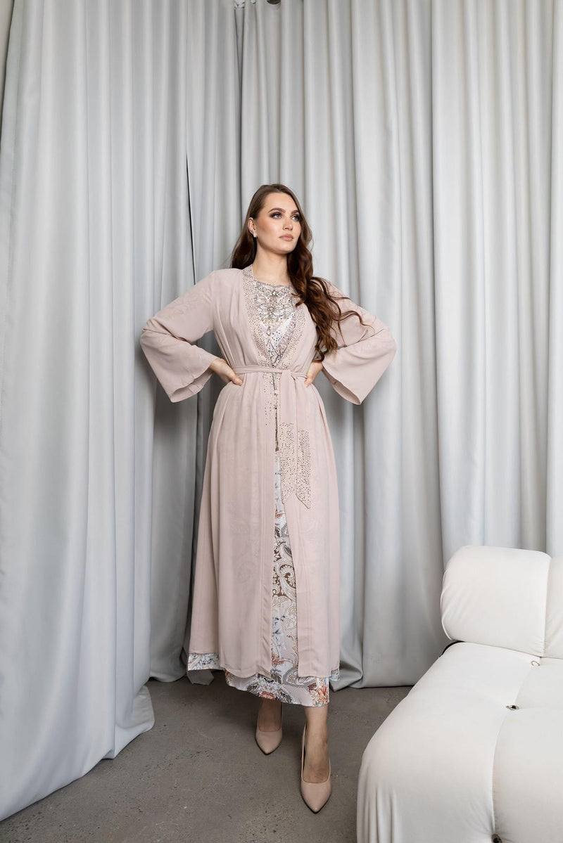 Hannan beaded  dress and cape set
