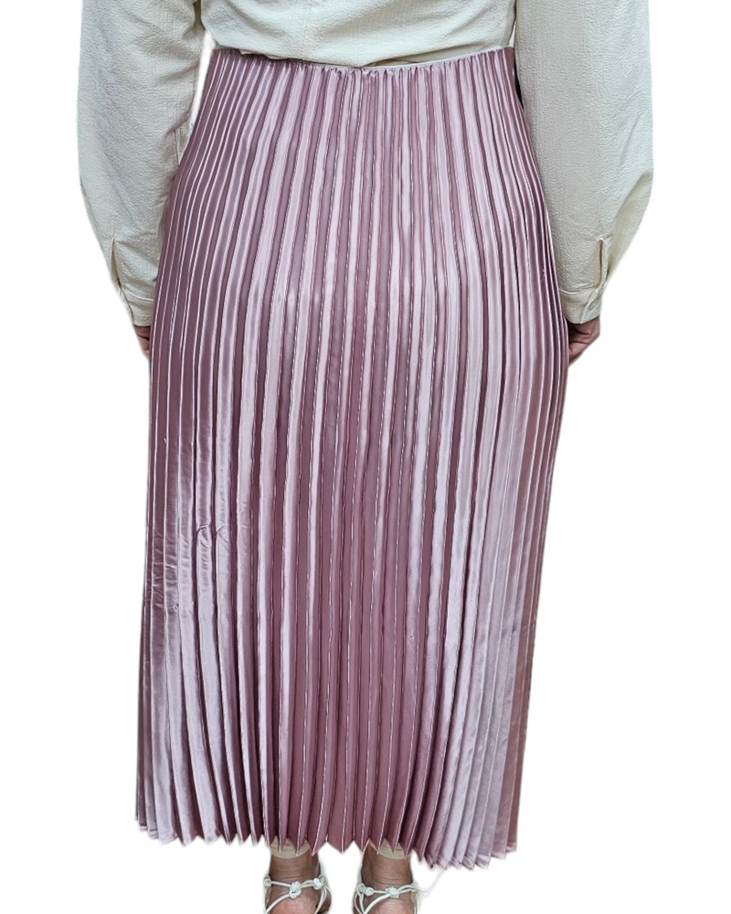 Pleat Satin Skirt Mermaid Pink